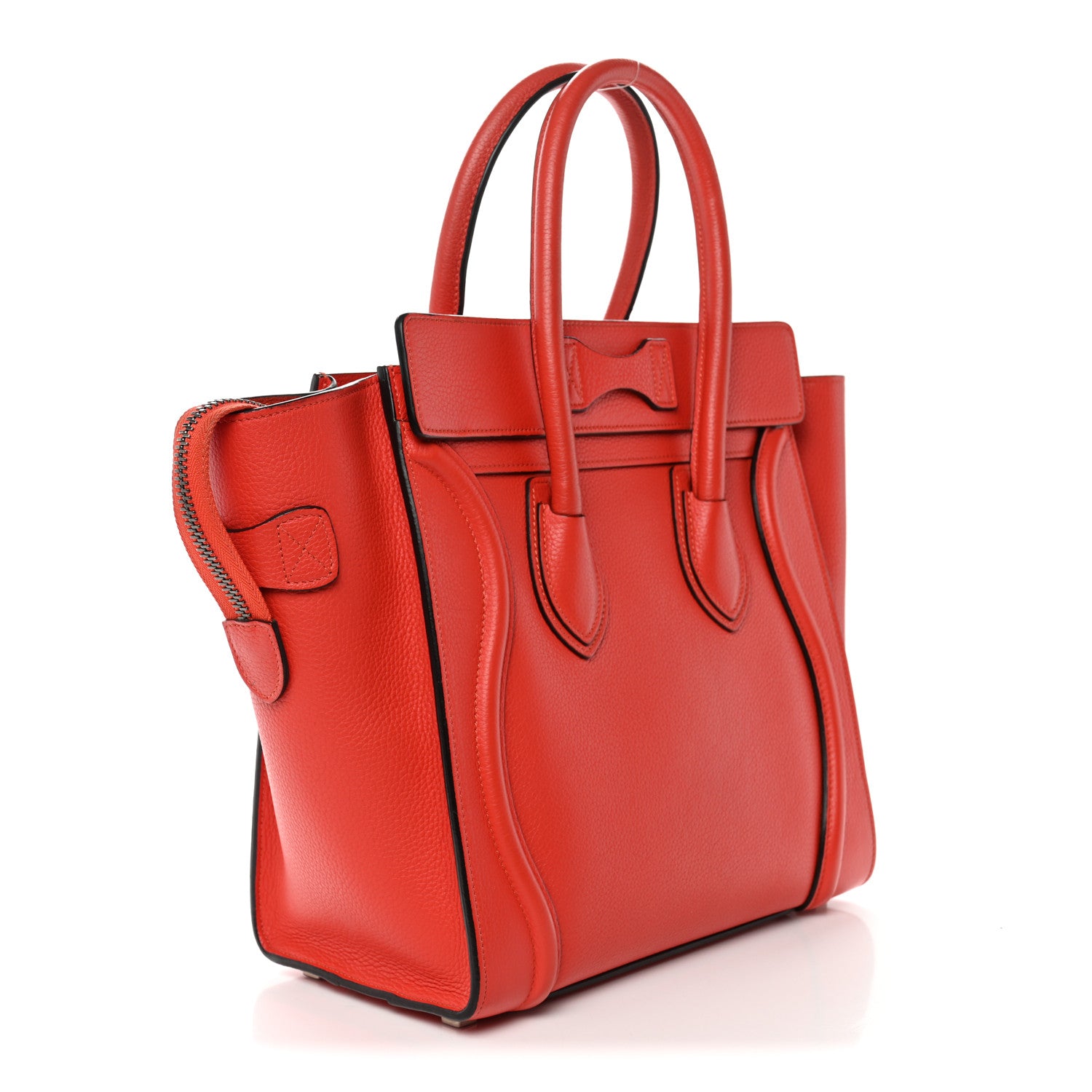 Celine Drummed Calfskin Micro Luggage Vermillion 3 of 11