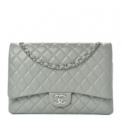 Chanel Caviar Quilted Maxi Double Flap Light Grey 1 of 10