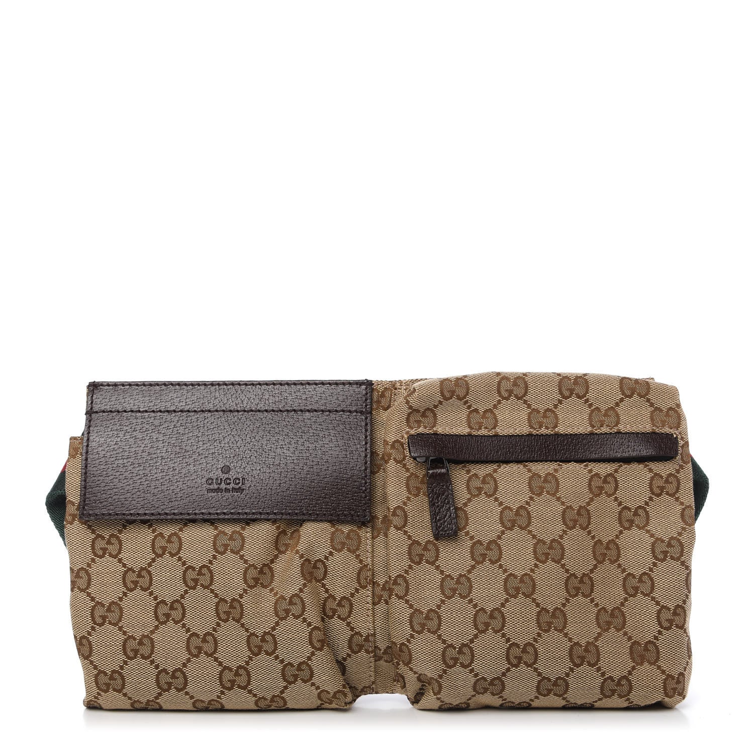 Gucci GG Monogram Double Pocket Belt Bag Dark Brown 1 of 10