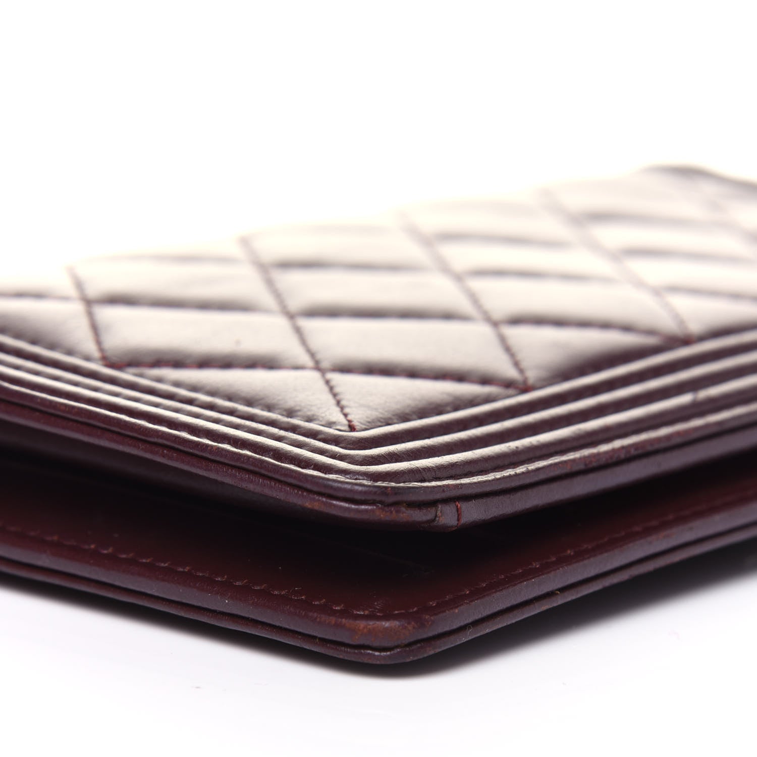 Chanel Lambskin Quilted Boy Yen Wallet Dark Red 14 of 20