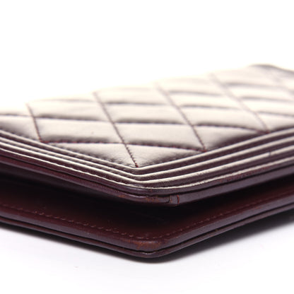 Chanel Lambskin Quilted Boy Yen Wallet Dark Red 14 of 20