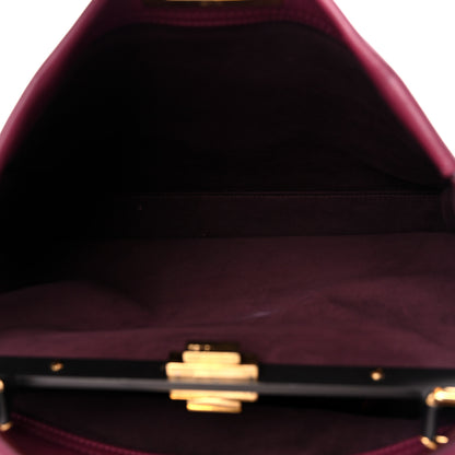 Fendi Vitello Dolce Marmol Large Peekaboo Iconic Satchel Bordeaux Graphite 6 of 17