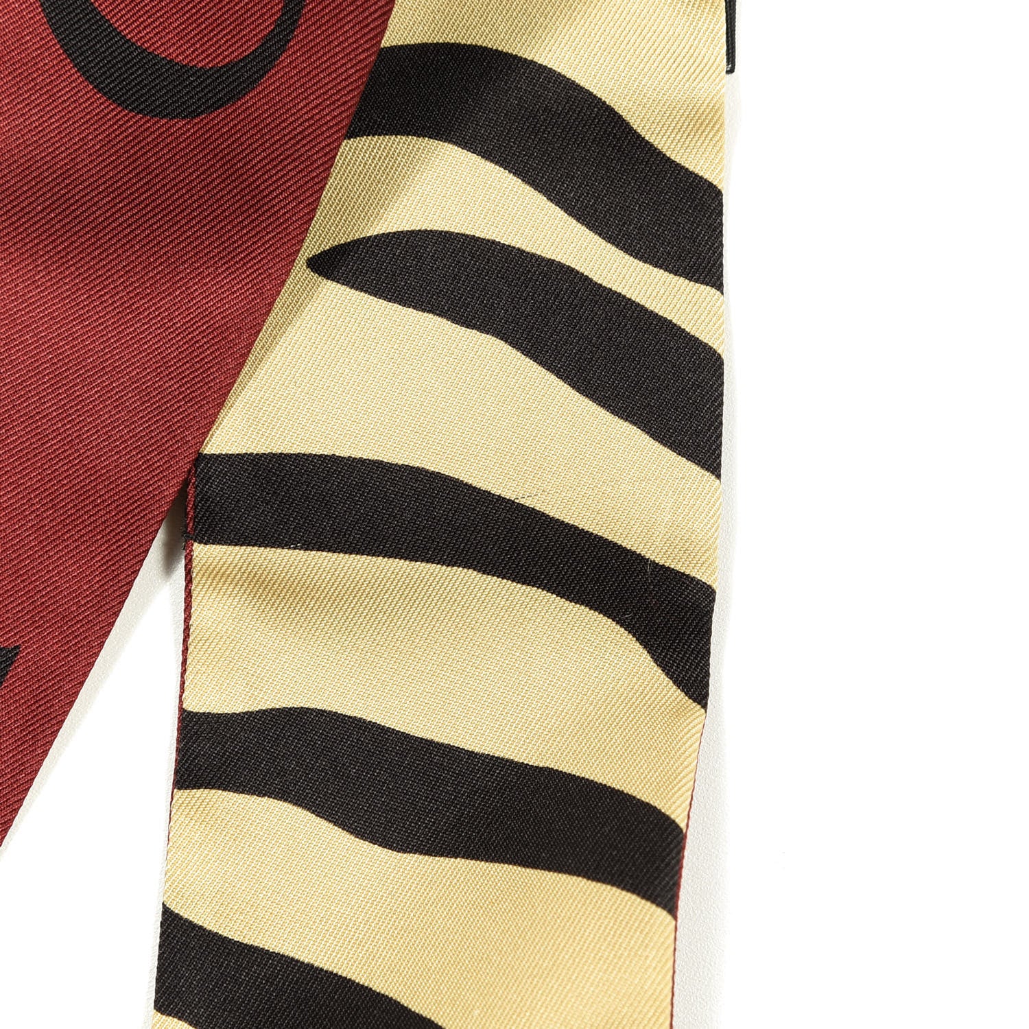Gucci Silk Twill Tiger Print Logo Neck Bow Scarf Yellow Red 4 of 5