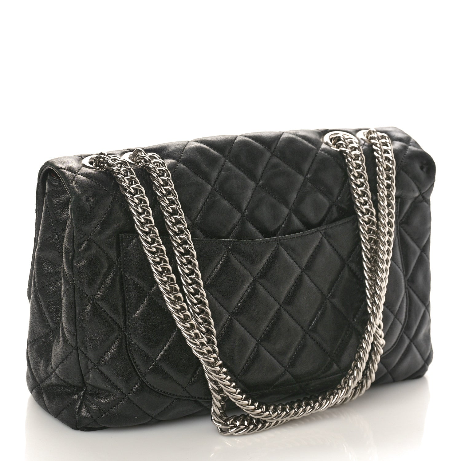 Chanel Washed Lambskin Quilted Bijoux Chain Jumbo Single Flap Black 2 of 12