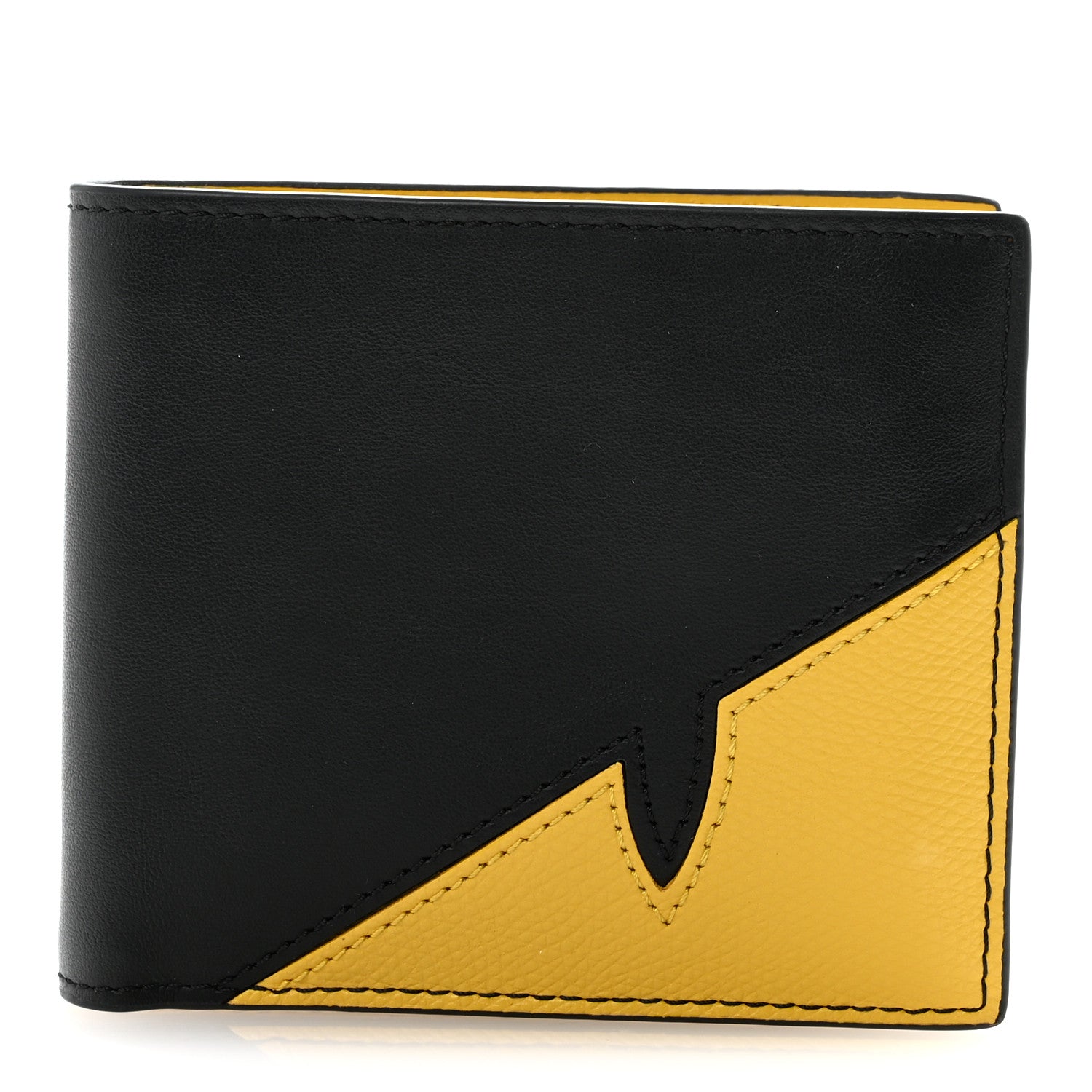 Fendi Vitello Grace Cruise Corner Bug Eye Bi-fold Wallet Black Sunflower 1 of 14