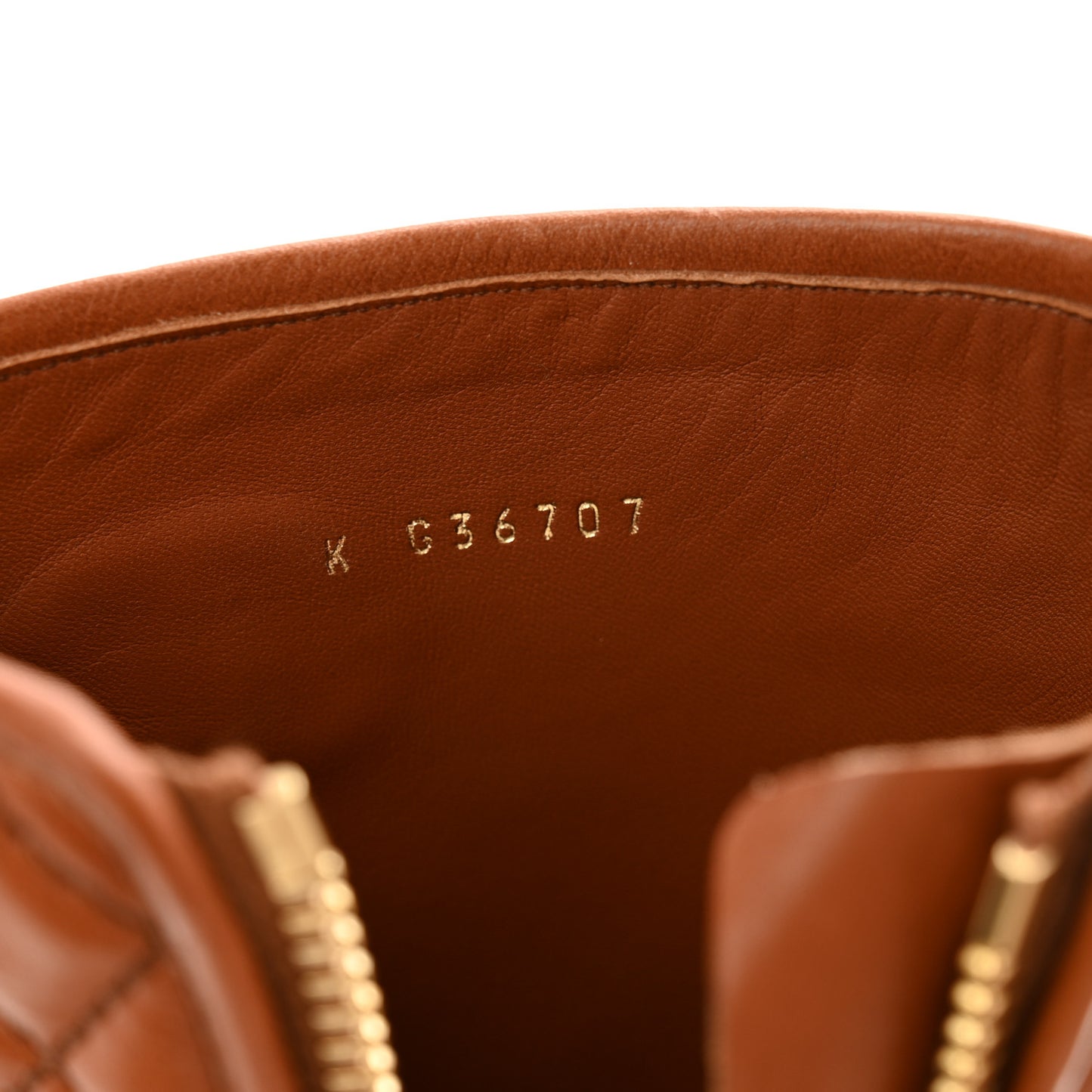 Calfskin CC Logo Mid Calf Boots 37 Caramel