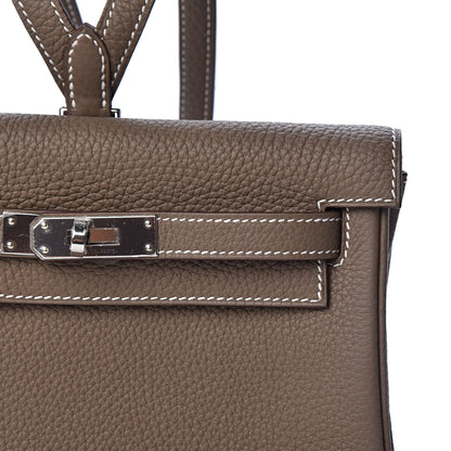 Hermes Taurillon Clemence Kelly Ado Backpack Etoupe 10 of 12