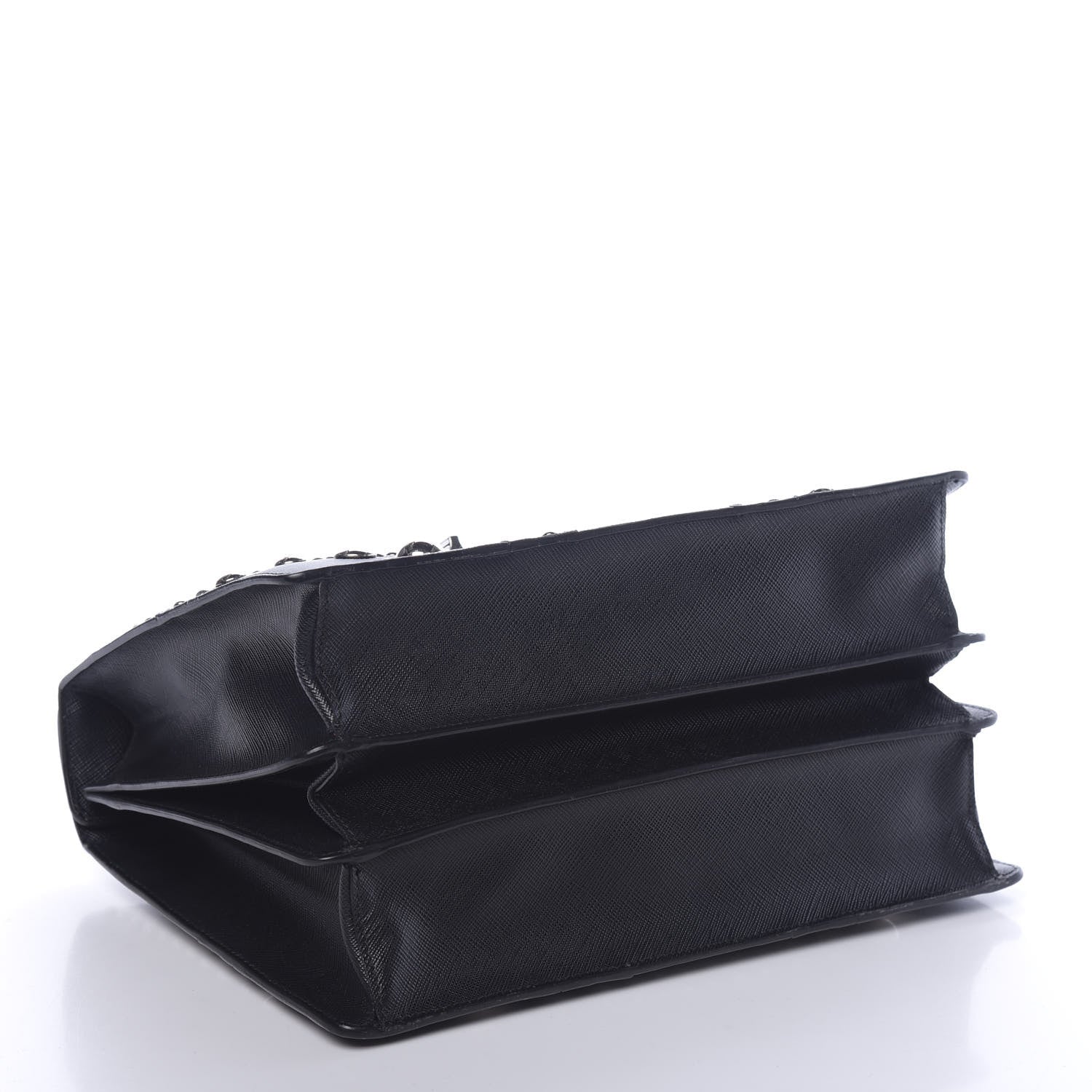 Prada Saffiano Studded Double Zip Tote Black 4 of 9