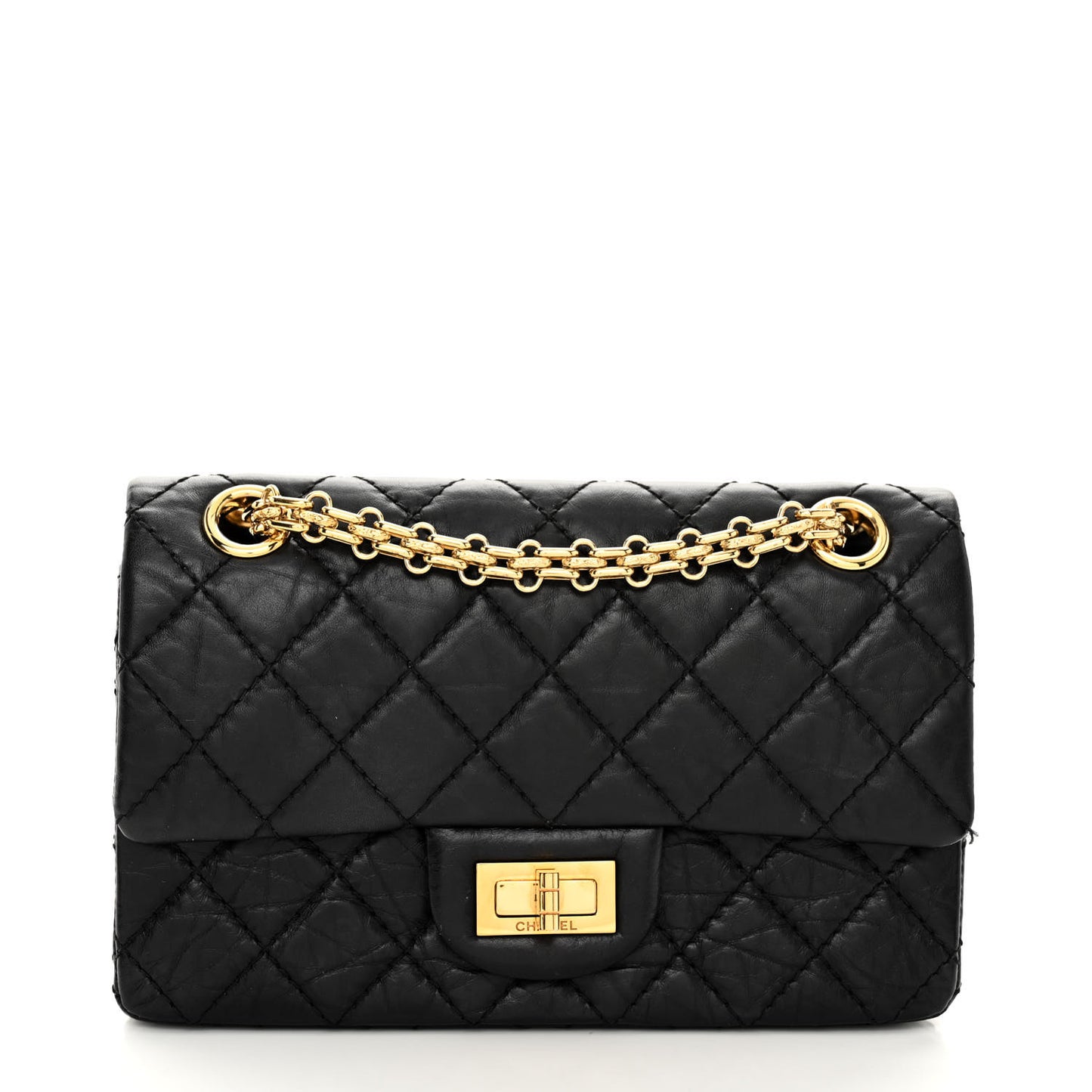 Aged Calfskin Quilted 2.55 Reissue Mini Flap Black