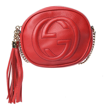 Gucci Pebbled Calfskin Mini Soho Chain Bag Tabasco Red 1 of 9