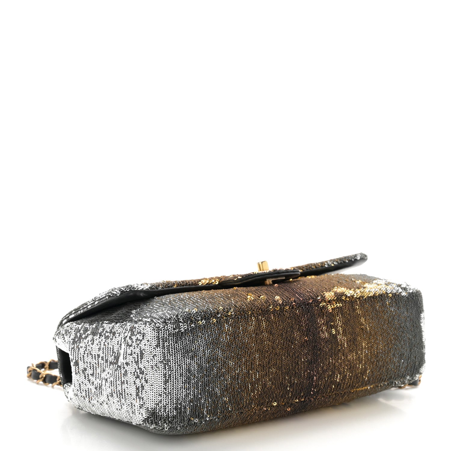 Chanel Sequin Medium Single Flap Silver Gold 4 of 10