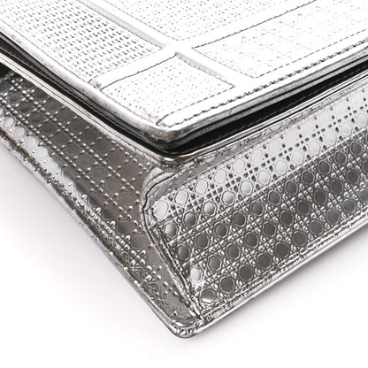 Christian Dior Metallic Patent Micro-Cannage Medium Diorama Flap Bag Silver 10 of 14