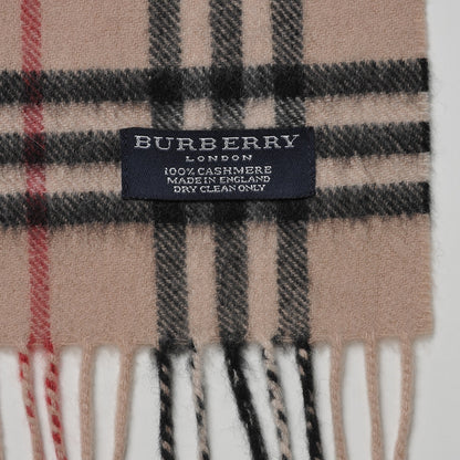 Burberry Cashmere House Check Fringe Scarf Camel 4 of 4