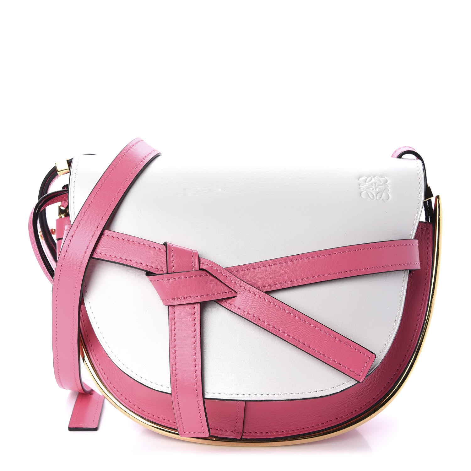 Loewe Calfskin Small Metal Gate Crossbody Bag Wild Rose White 1 of 9
