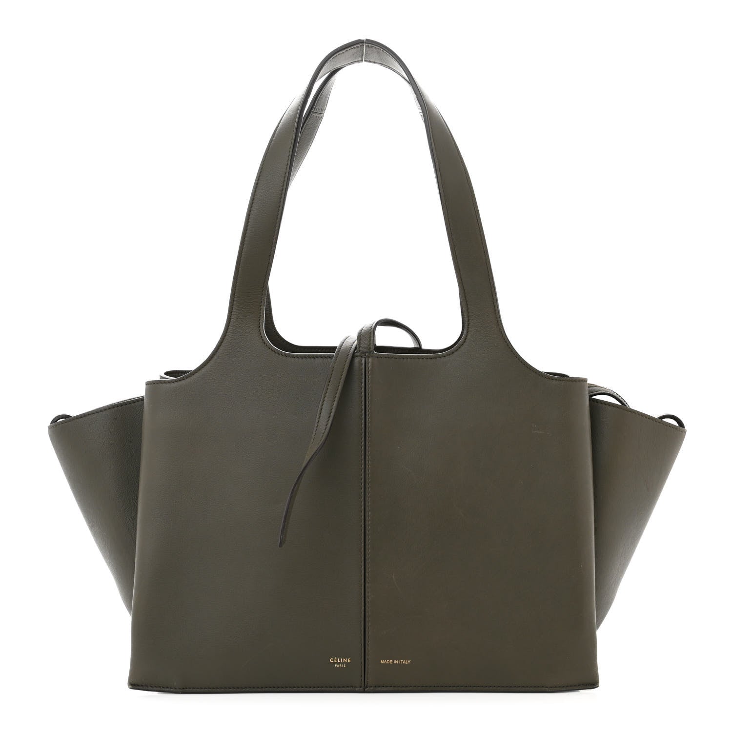 Celine Calfskin Small Tri-Fold Shoulder Bag Dark Green 1 of 11