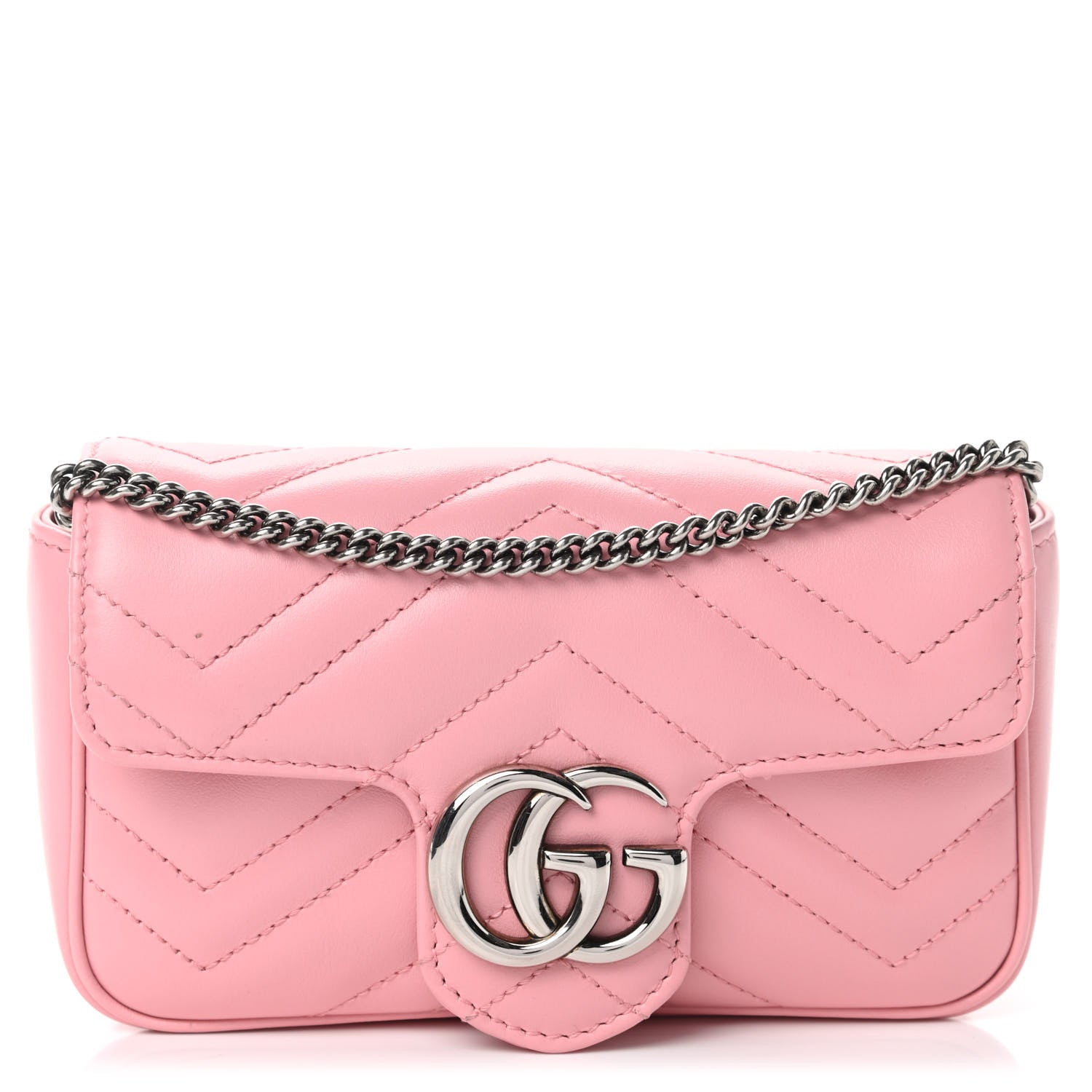 Gucci Calfskin Matelasse Super Mini GG Marmont Shoulder Bag Wild Rose 1 of 9