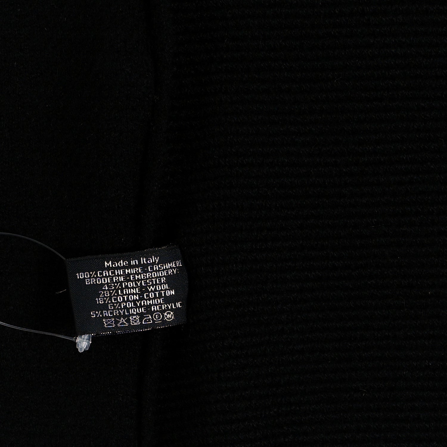 Chanel Cashmere Tweed Logo Scarf Black 4 of 4