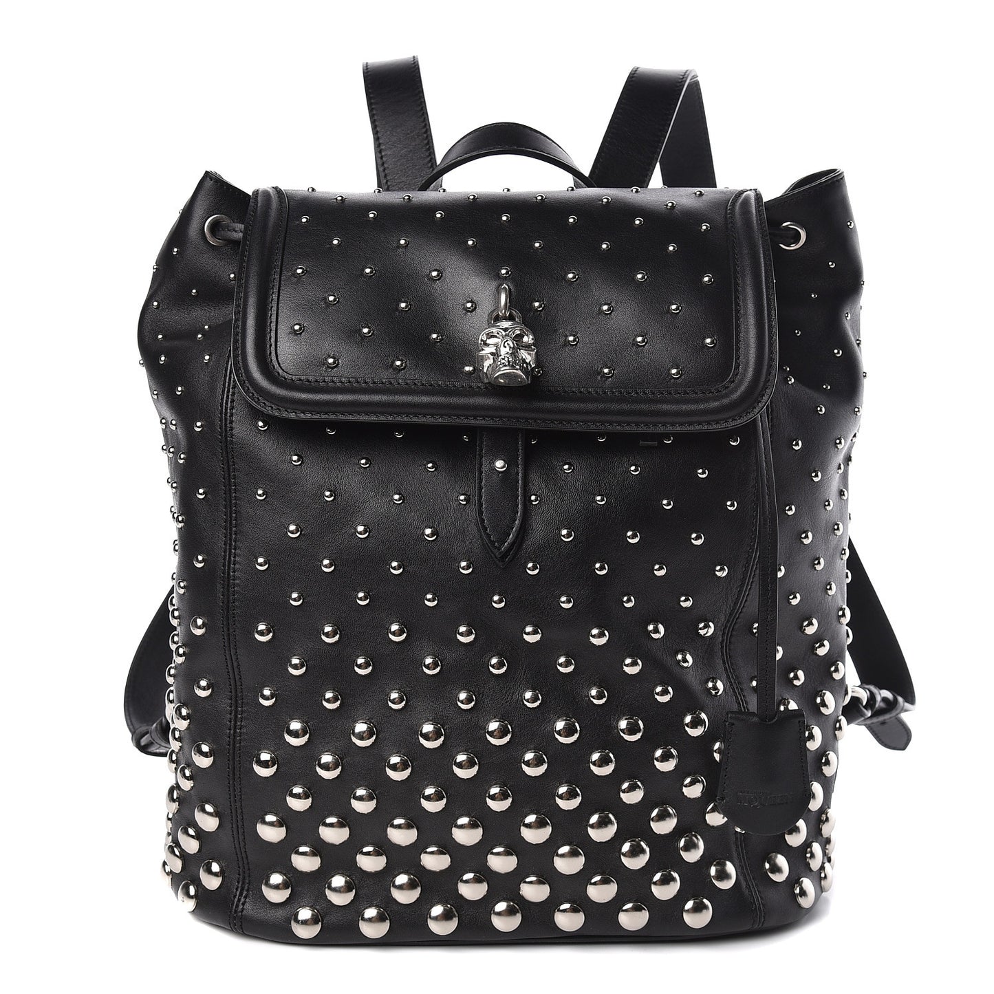 Calfskin Studded Padlock Backpack Black