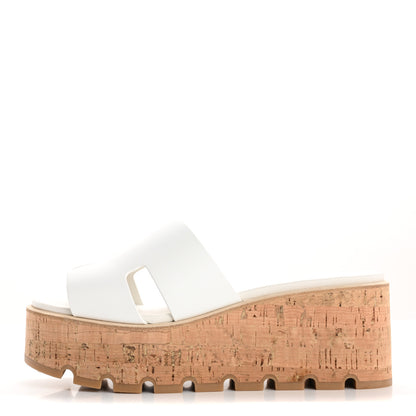 Hermes Calfskin Cork Eze 30 Sandals 38 White 1 of 10