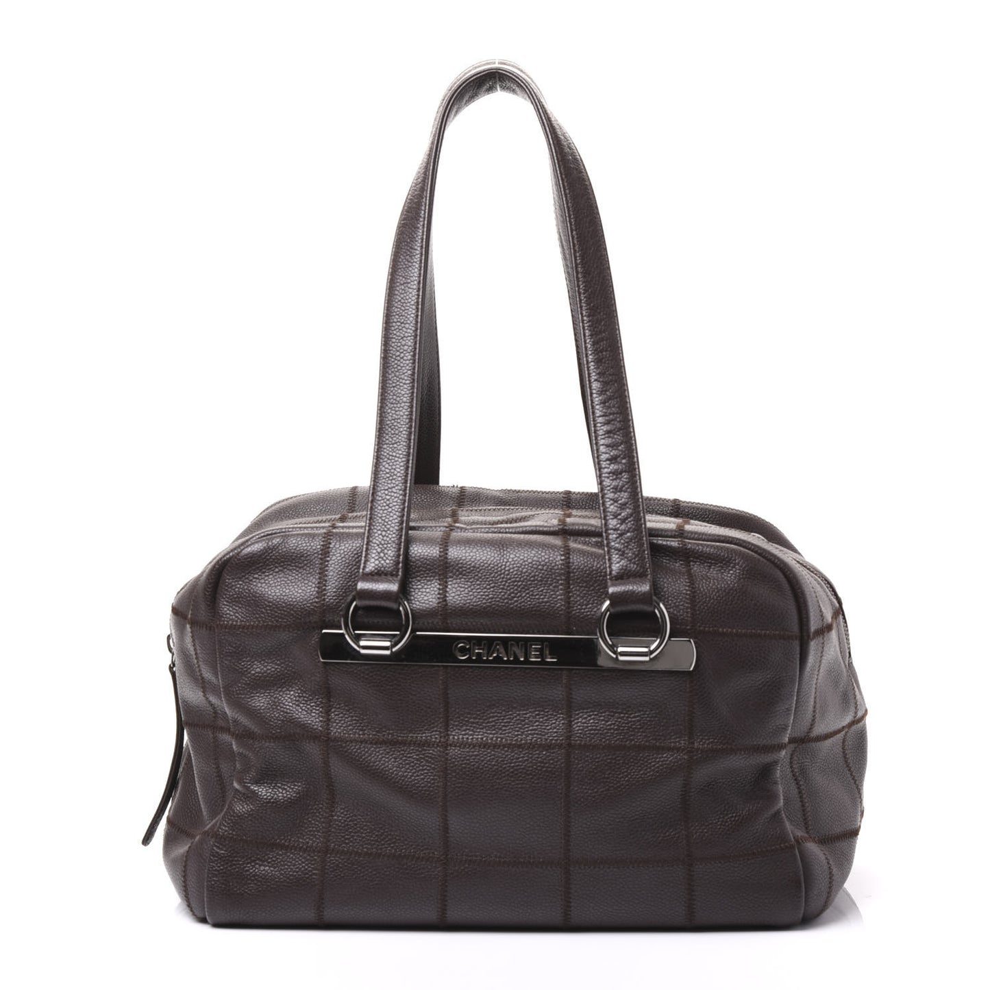 Caviar Square Stitched Bowler Dark Brown
