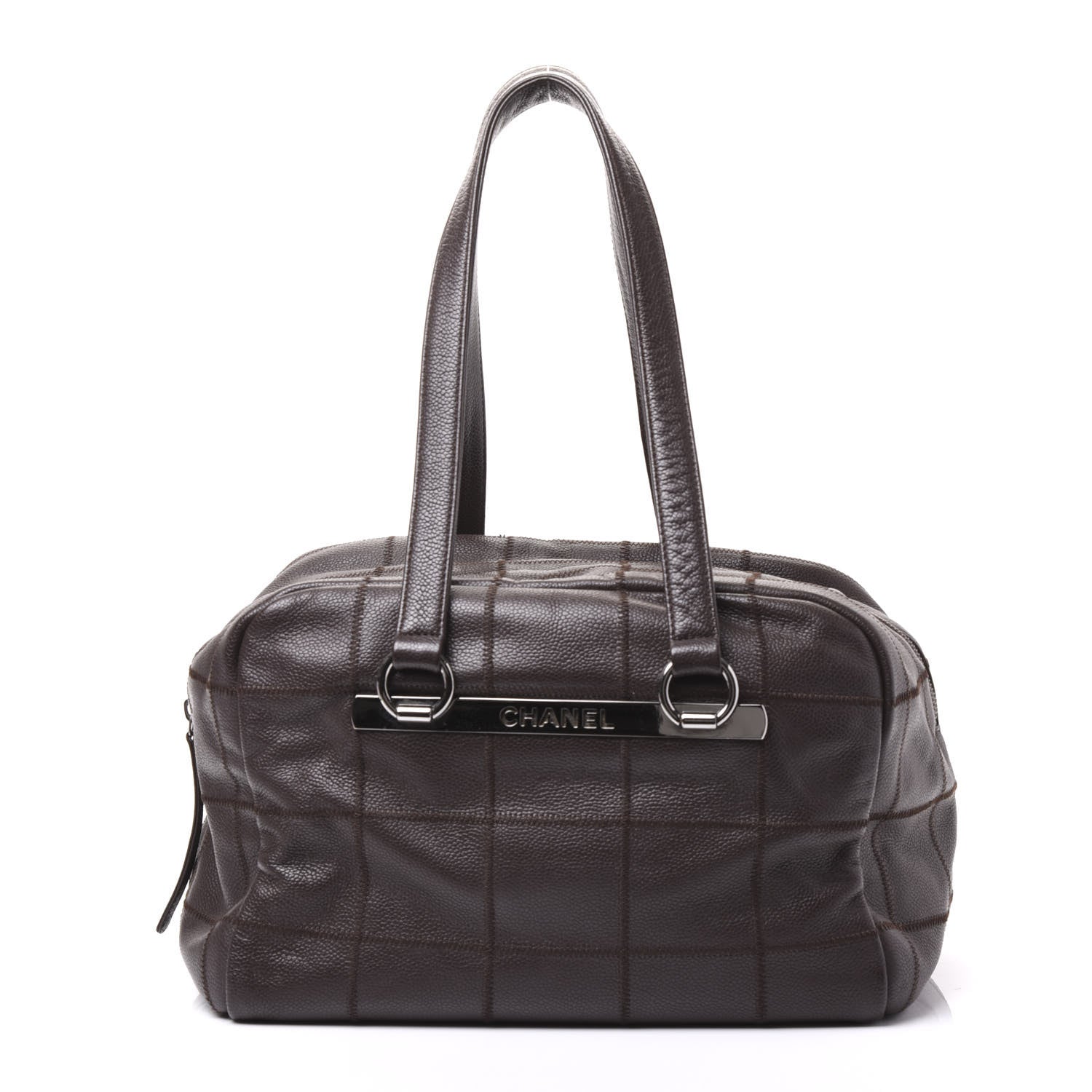 Chanel Caviar Square Stitched Bowler Dark Brown 1 of 11