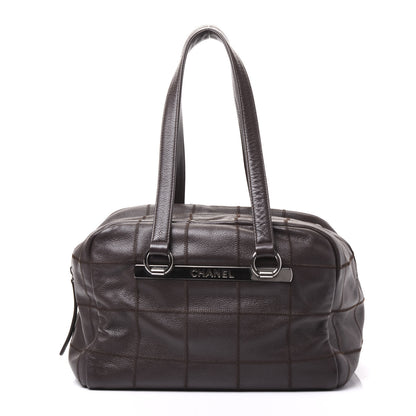 Chanel Caviar Square Stitched Bowler Dark Brown 1 of 11