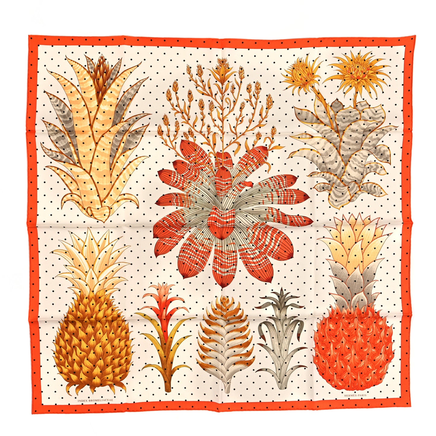 Silk Index Bromeliaceae Scarf 90 Ivory Orange Beige