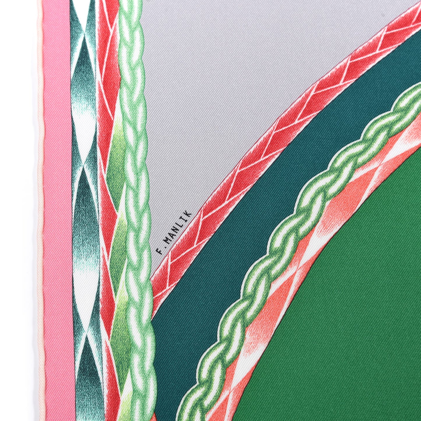 Silk Robe Du Soir Scarf 90 Rose Bonbon Gris Vert