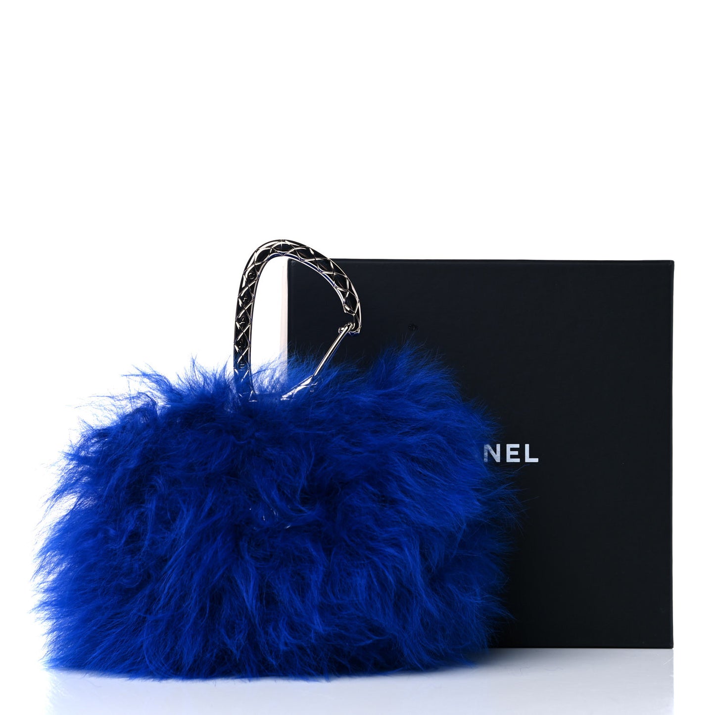 Shearling Lambskin CC Hook Card Holder Blue