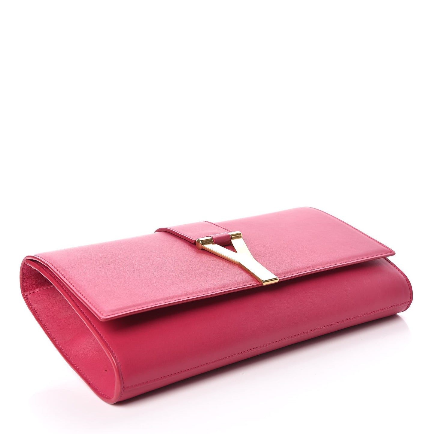Calfskin Classic Y Ligne Clutch Fuchsia