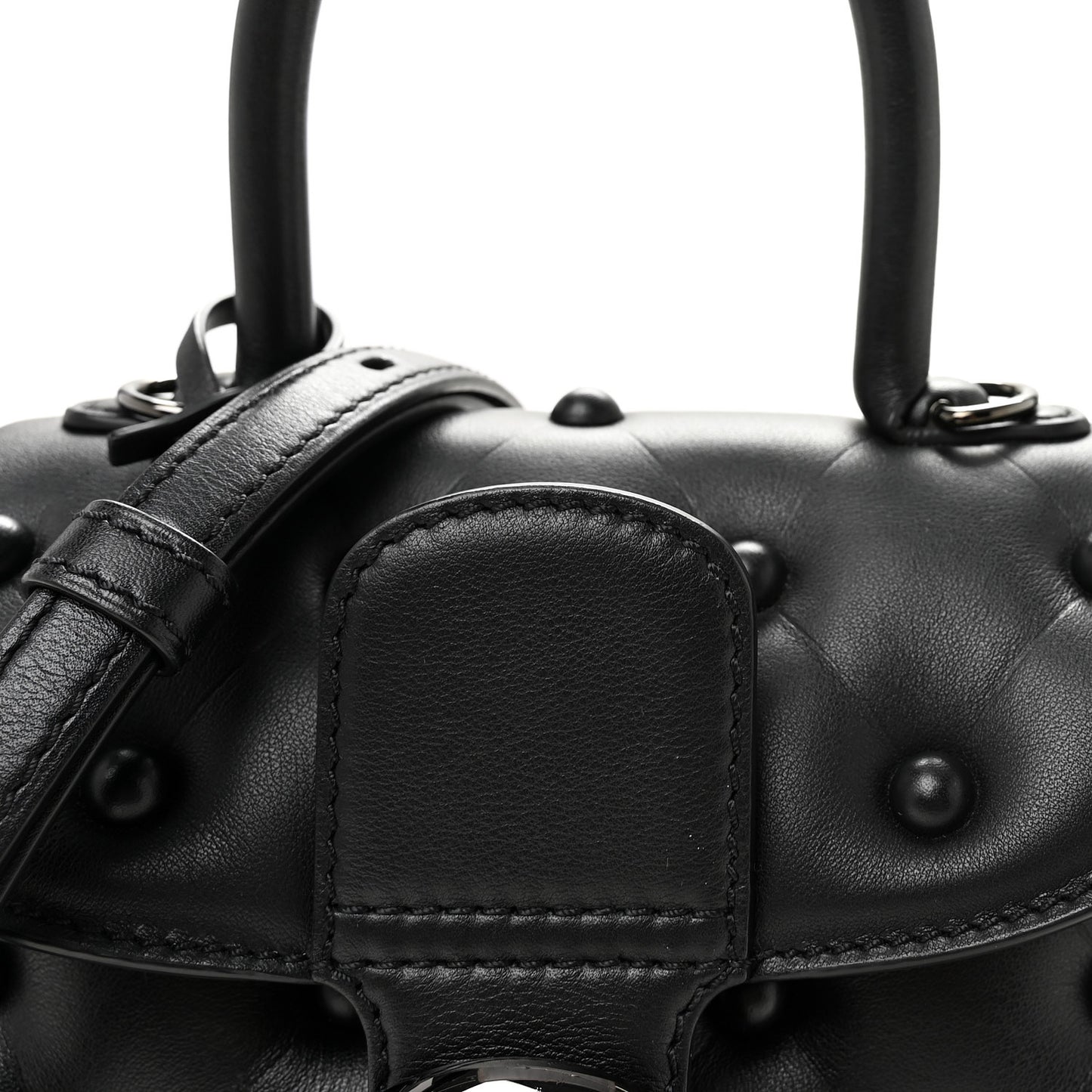 Grained Rodeo Calfskin Quilted Mini Brillant Satchel Black