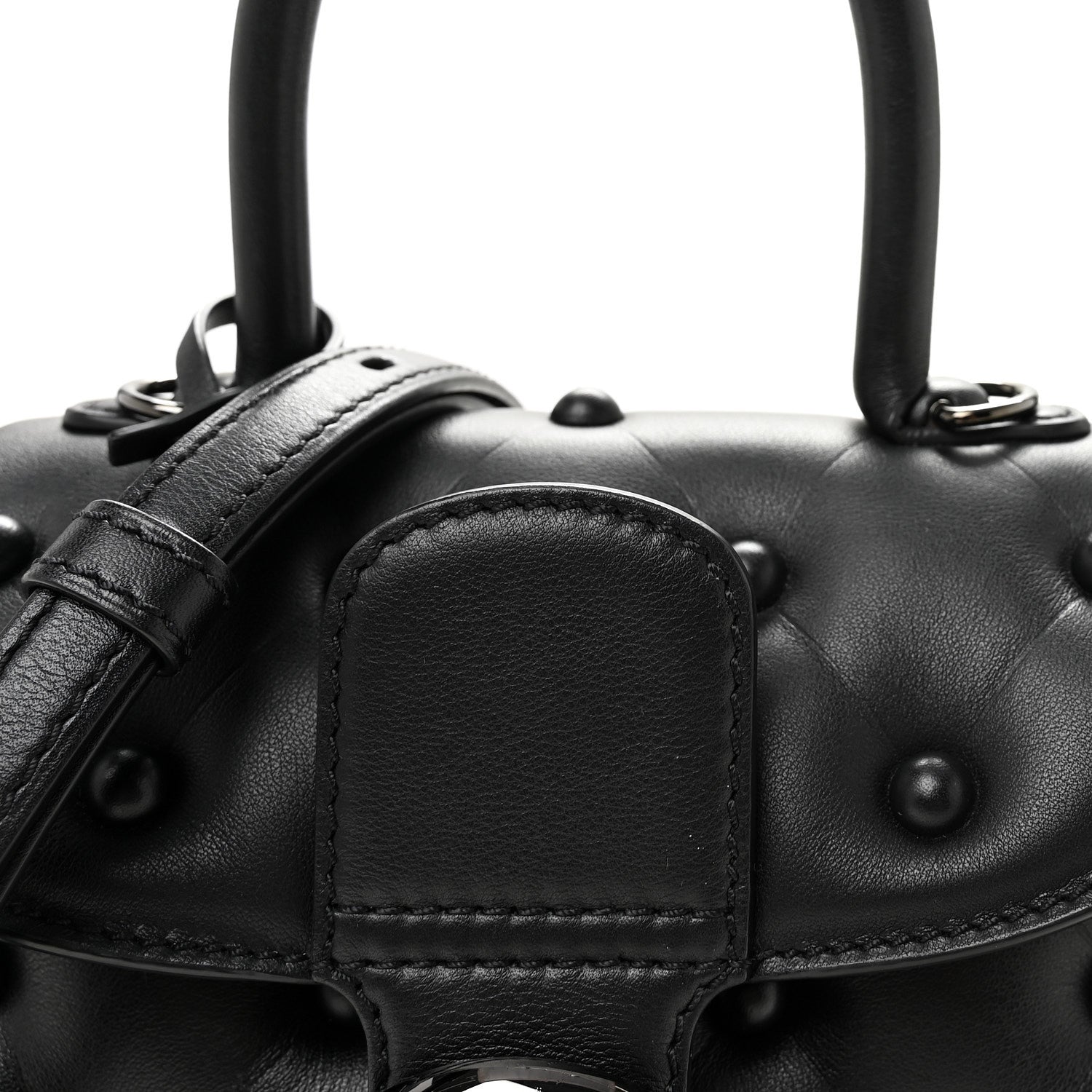 Delvaux Grained Rodeo Calfskin Quilted Mini Brillant Satchel Black 7 of 9