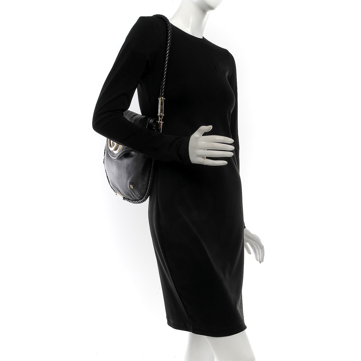 Gucci Calfskin Medium Britt Tassel Shoulder Bag Black 2 of 7