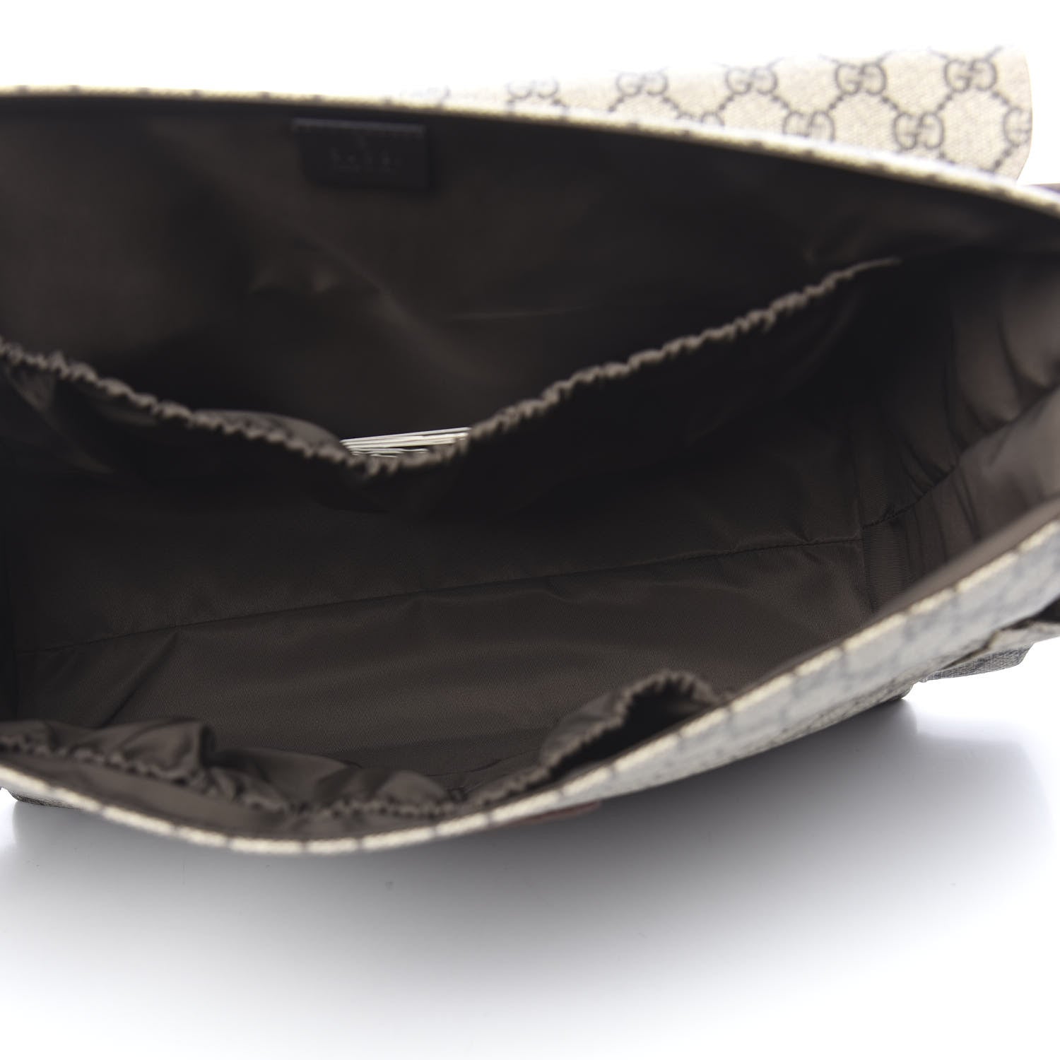 Gucci GG Supreme Monogram Selleria Calfskin Messenger Diaper Bag Beige Ebony Cocoa Dark Chocolate 6 of 11