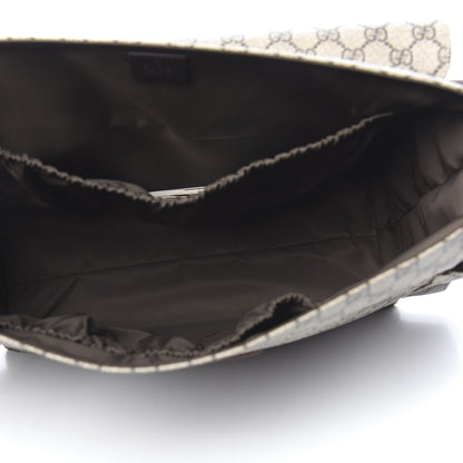 Gucci GG Supreme Monogram Selleria Calfskin Messenger Diaper Bag Beige Ebony Cocoa Dark Chocolate 6 of 11