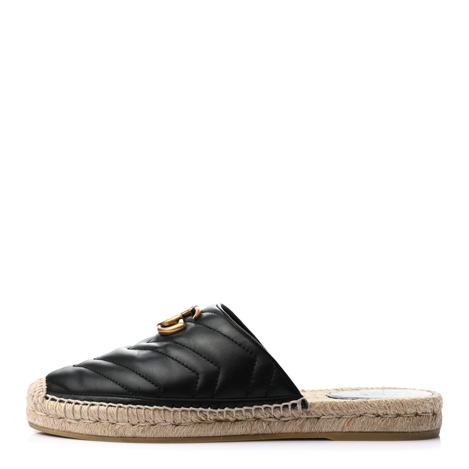 Gucci Nappa Matelasse GG Marmont Espadrille Slippers 38 Black 1 of 9