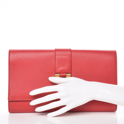 Saint Laurent Calfskin Classic Y Ligne Clutch Red 2 of 17