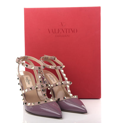 Valentino Garavani Patent Rockstud Ankle Strap 100mm Pumps 35.5 Dark Mauve Poudre 11 of 11