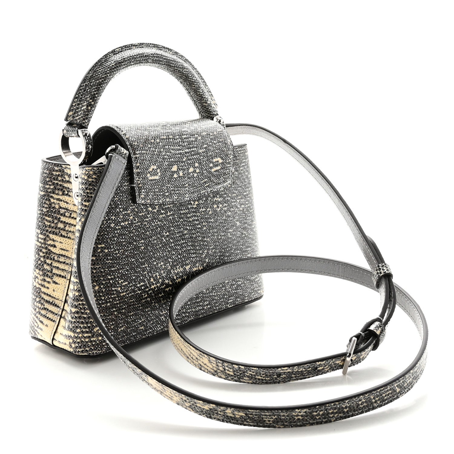 Louis Vuitton Lizard Mini Capucines Argento 3 of 10