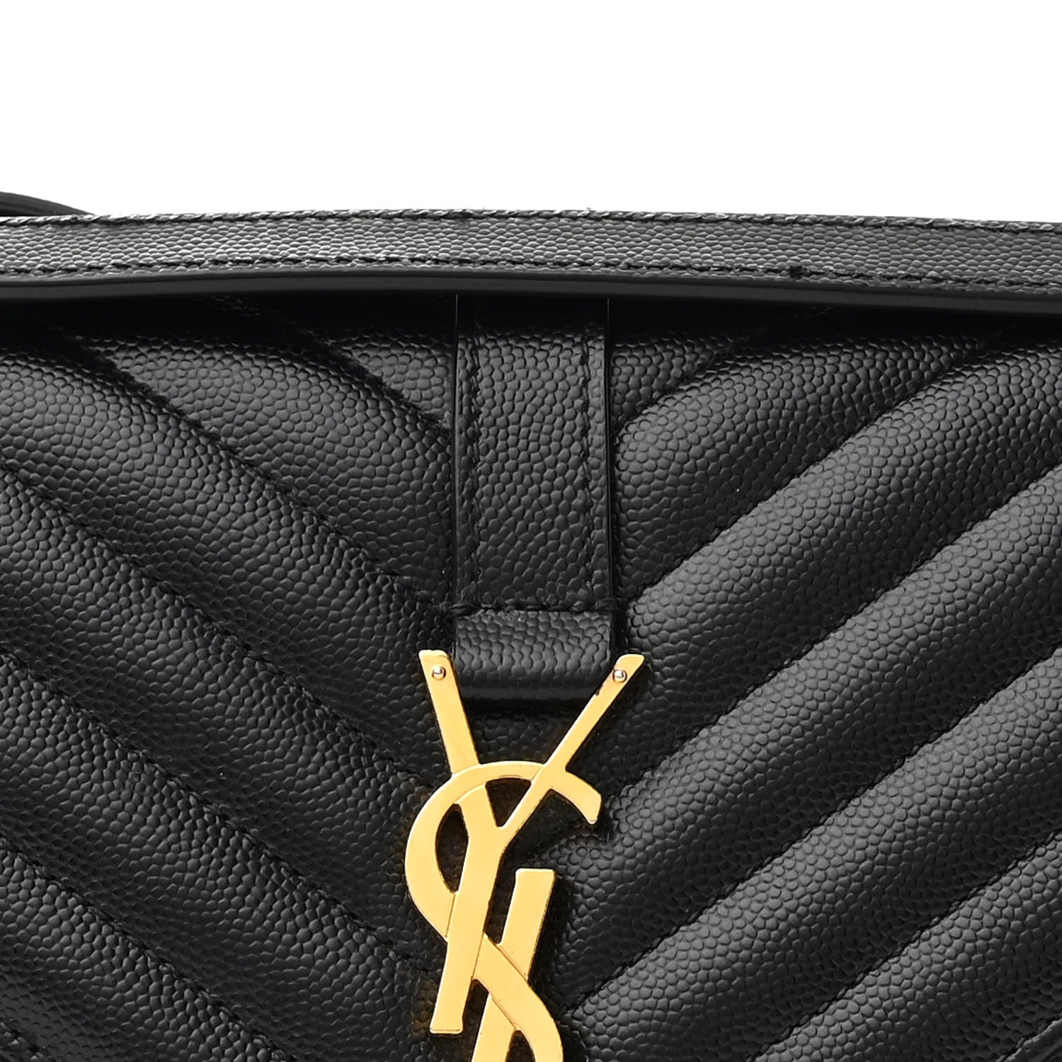 Saint Laurent Grain De Poudre Textured Mixed Matelasse Triquilt Medium Monogram Satchel Black 8 of 11