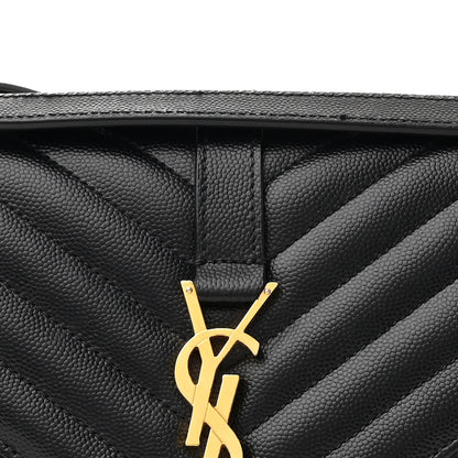 Saint Laurent Grain De Poudre Textured Mixed Matelasse Triquilt Medium Monogram Satchel Black 8 of 11