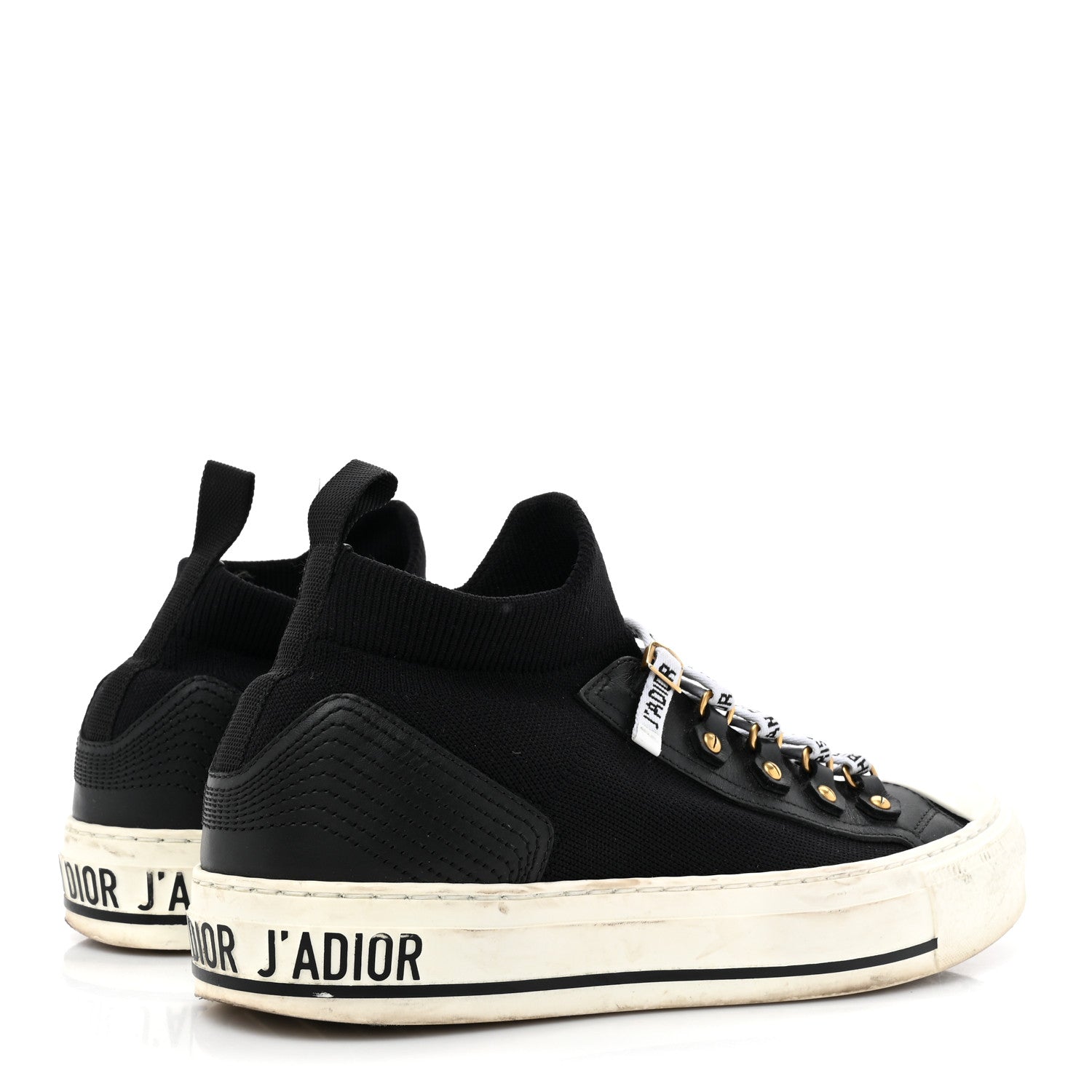 Christian Dior Technical Knit Calfskin Womens Walk'N'Dior High Top Sneakers 38.5 Black 6 of 12