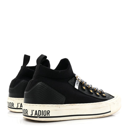 Christian Dior Technical Knit Calfskin Womens Walk'N'Dior High Top Sneakers 38.5 Black 6 of 12