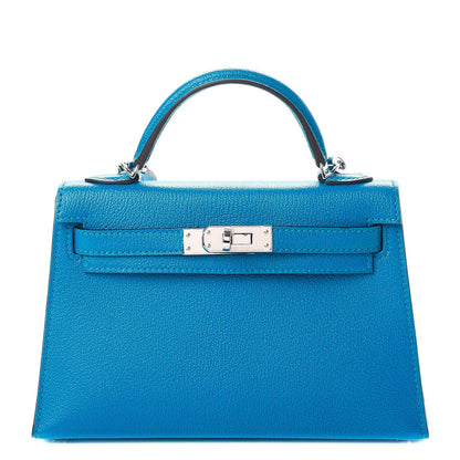 Hermes Chevre Mysore Mini Kelly Sellier 20 Bleu Zanzibar 1 of 9