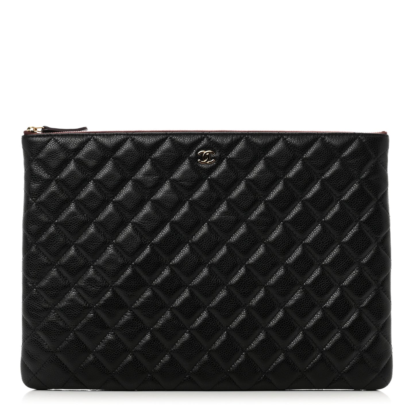 Caviar Quilted Large Cosmetic Case Black