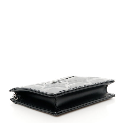 Christian Dior Calfskin Macrocannage Diamond Caro Zipped Pouch With Chain Black 4 of 10