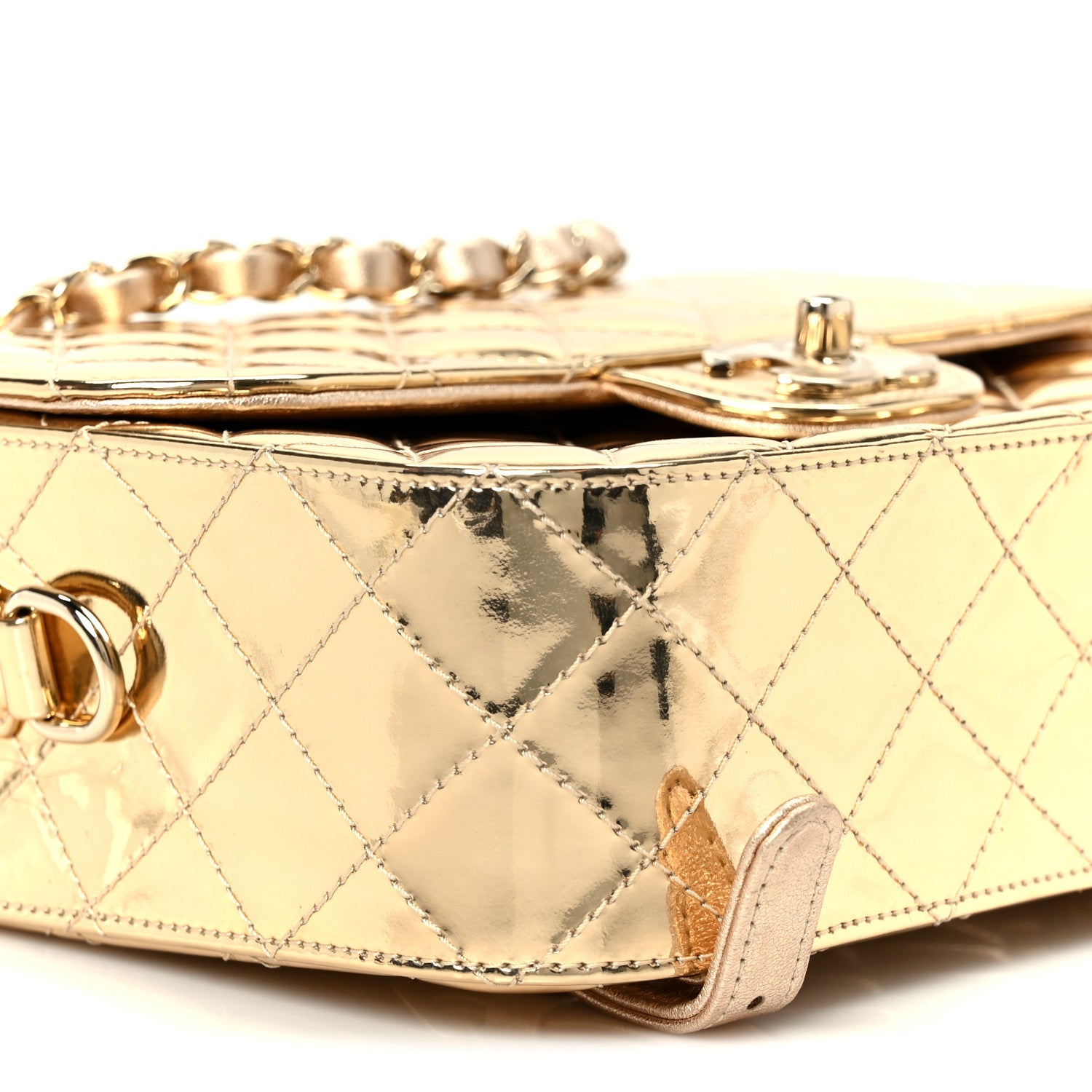 Chanel Mirror Calfskin Metallic Calfskin Quilted Hollywood Boulevard Backpack With Coin Purse Gold 10 of 12
