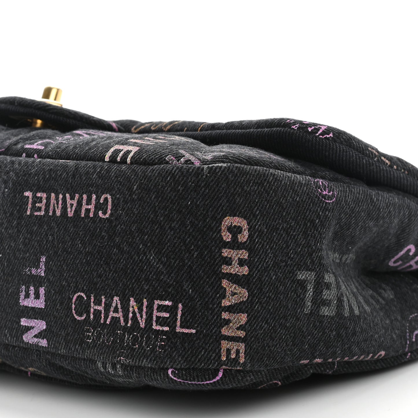 Denim Quilted Denim Mood Large Flap Black Multicolor