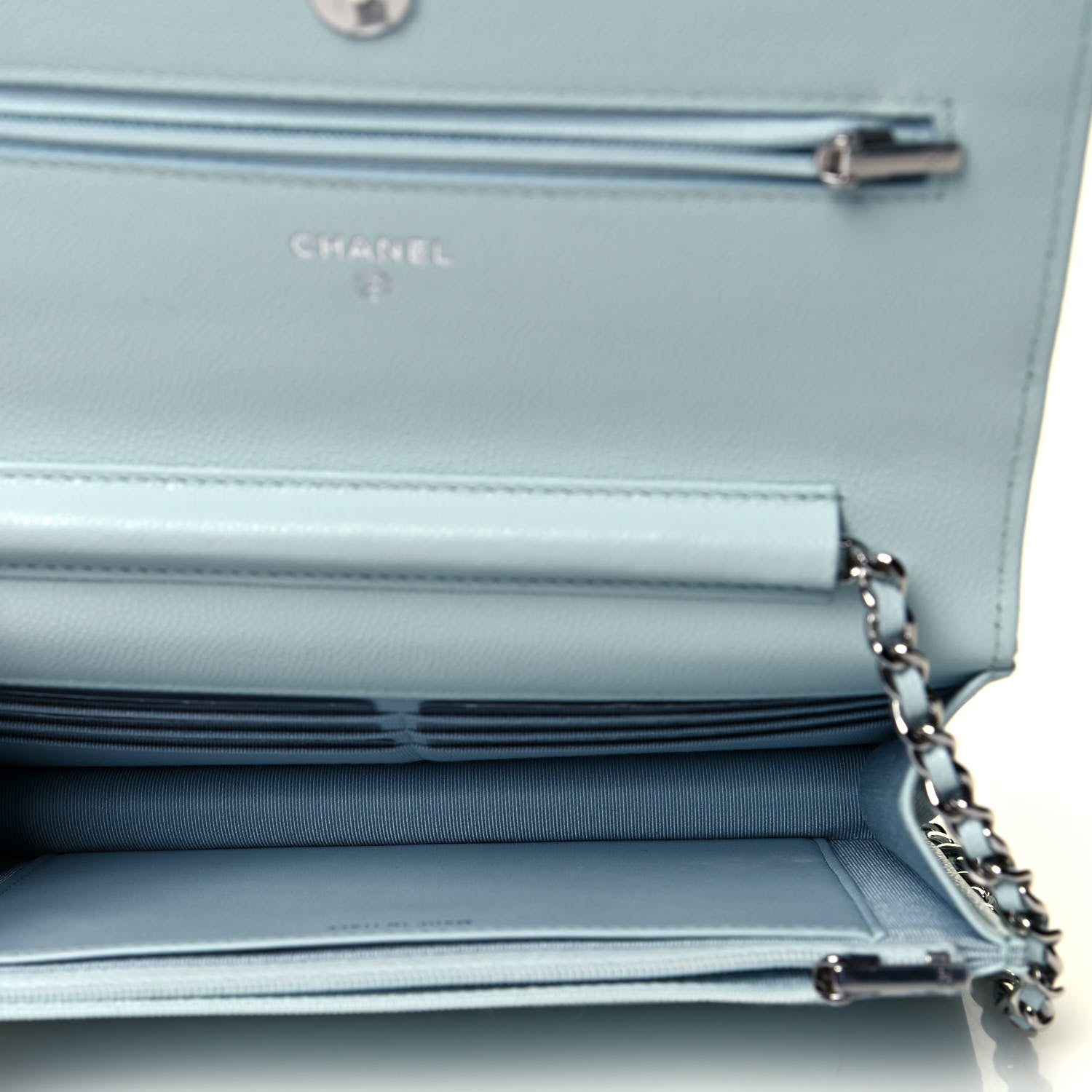 Chanel Caviar Quilted Wallet On Chain WOC Light Blue 5 of 11