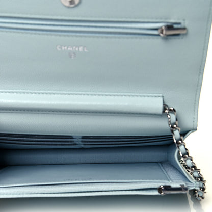 Chanel Caviar Quilted Wallet On Chain WOC Light Blue 5 of 11